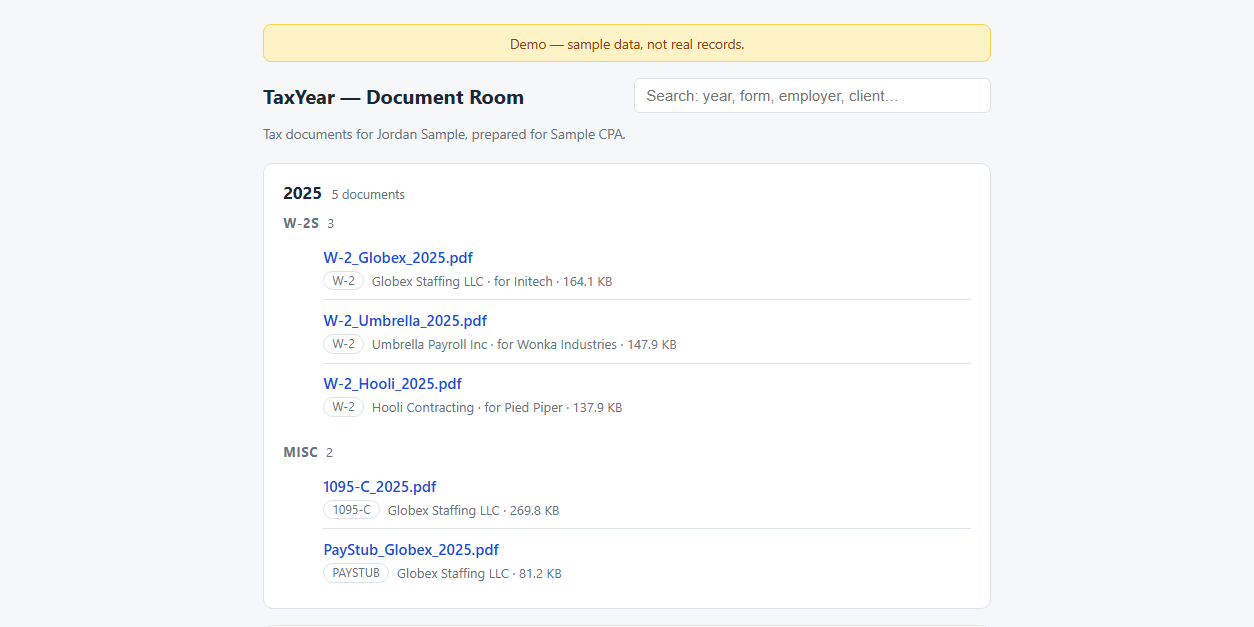 TaxYear screenshot